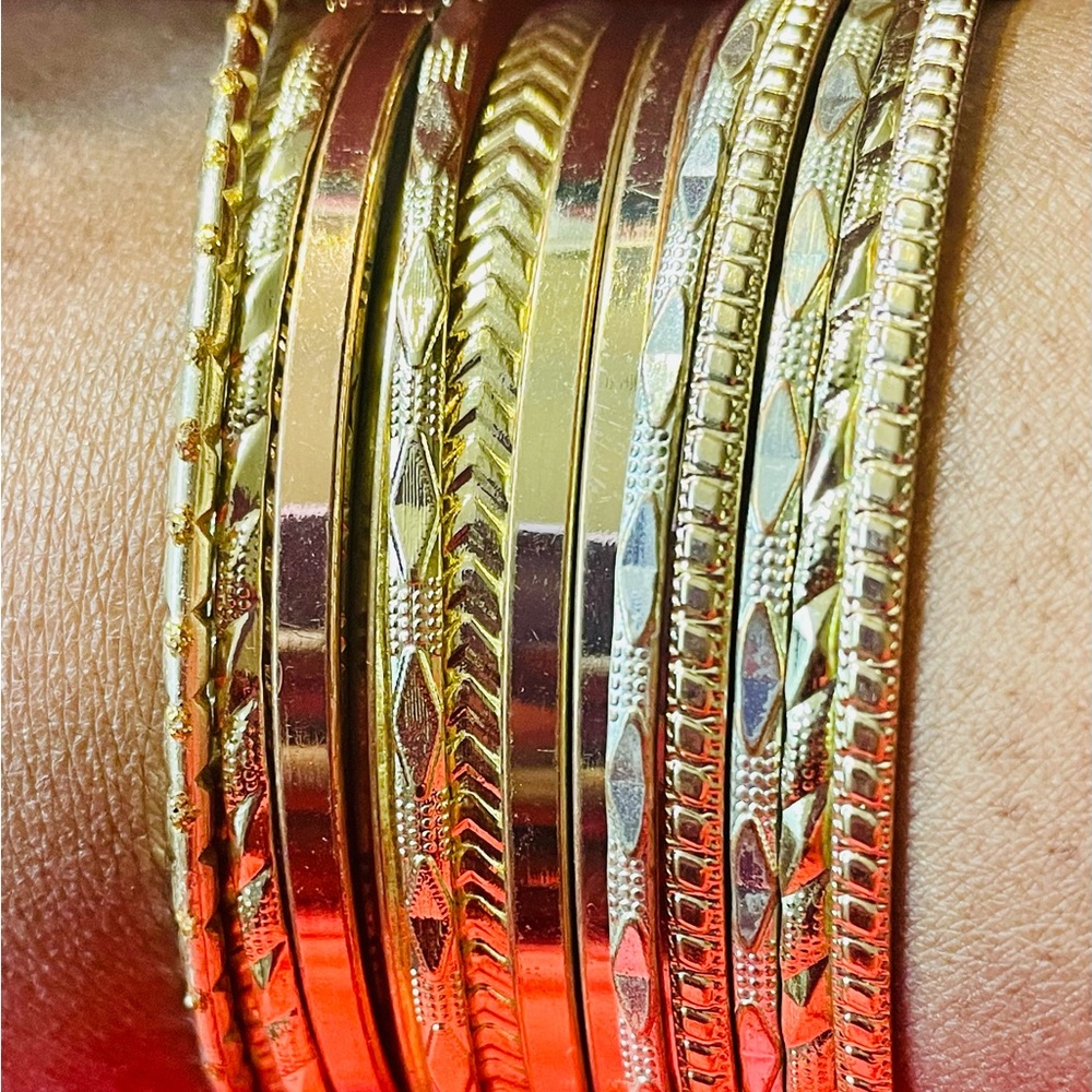 Gold And Purple Stackable Bangle Bracelet Set. 23… - image 5